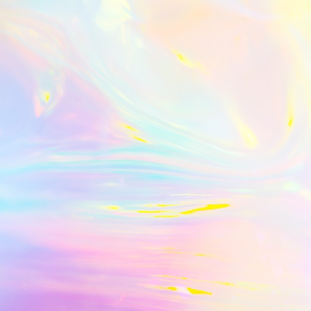 Photo abstract iridescent image of holographic plastic material in pastel colors