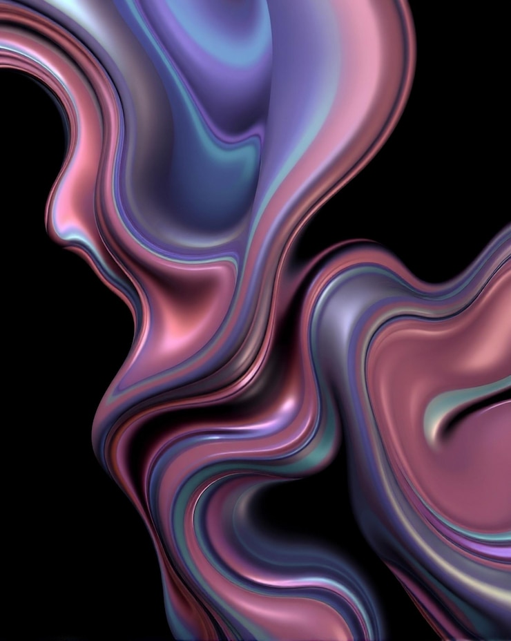 Photo abstract iridescent swirls of pink purple and blue hues
