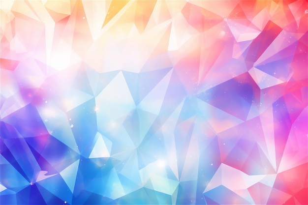 写真 抽象的な不規則な水晶の背景と三角形のパターンをフルカラーレインボースペクトルの色で