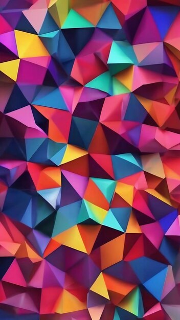 Abstract irregular polygon background with a triangle pattern in full multi color low poly