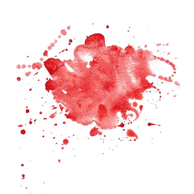 Abstract isolated red watercolor stain an illustration made by hand in watercolor on paper grunge