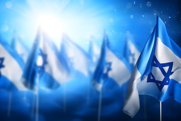 Abstract Israel patriotic background blue and flag colors