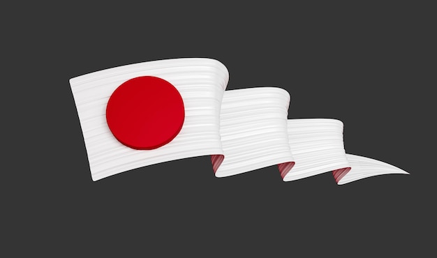 Абстрактная лента флага Японии изолированный фон Красная и белая 3d иллюстрация