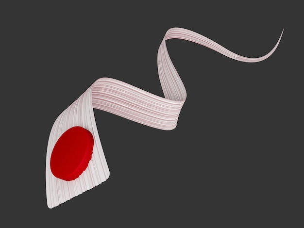 Abstract Japan flag ribbon isolated background Red and White 3d illustration