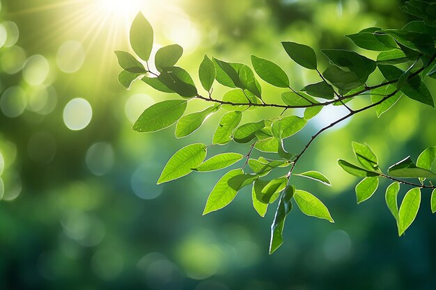 Abstract Jungle Green Foliage Tree and Sunlit Leaves in a Lush Rainforest