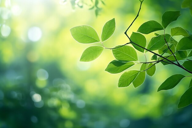 Abstract Jungle Green Foliage Tree and Sunlit Leaves in a Lush Rainforest