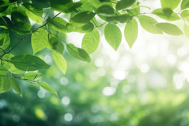 Abstract Jungle Green Foliage Tree and Sunlit Leaves in a Lush Rainforest