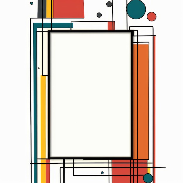 abstract kader met kleurrijke vormen en lijnen op een witte achtergrond