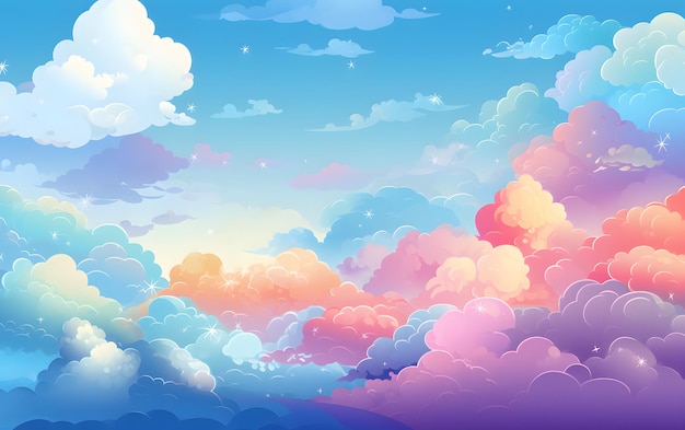 Abstract kawaii Colorful Sky rainbow background