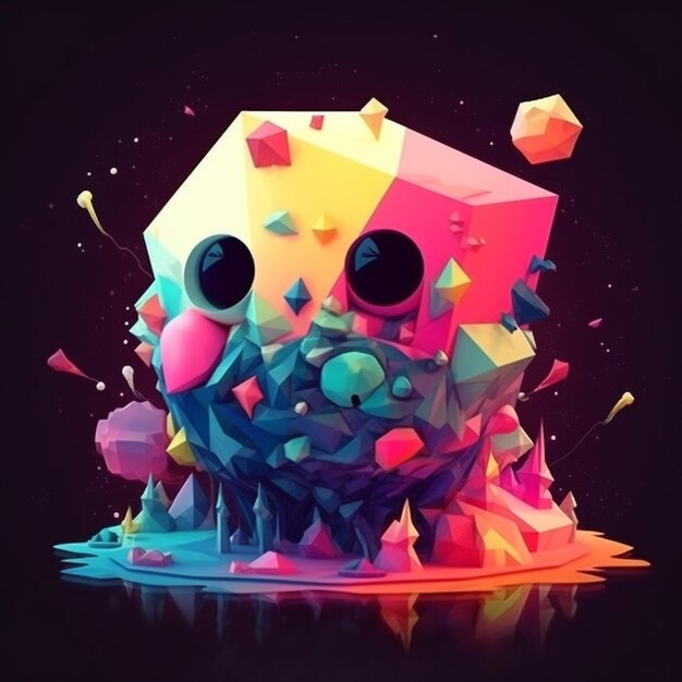 Abstract kawaii heat death of the universe low poly