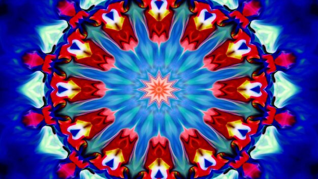 Abstract Kleurrijk Glanzend en Hypnotiserend Concept Symmetrisch Patroon Sier Decoratieve Caleidoscoop Beweging Geometrische Cirkel en Stervormen