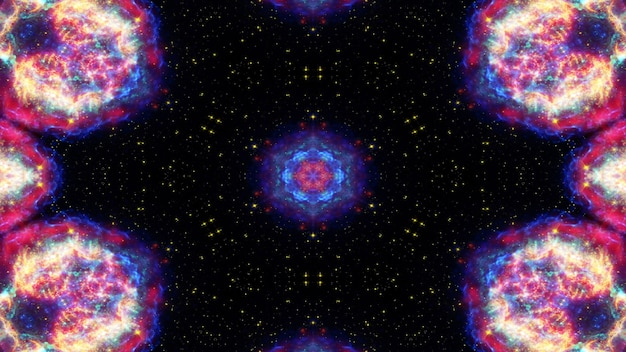 Abstract Kleurrijk Glanzend en Hypnotiserend Concept Symmetrisch Patroon Sier Decoratieve Caleidoscoop Beweging Geometrische Cirkel en Stervormen