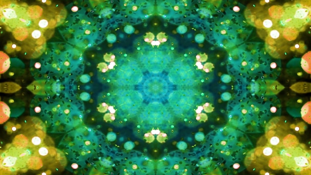 Foto abstract kleurrijk glanzend en hypnotiserend concept symmetrisch patroon sier decoratieve caleidoscoop beweging geometrische cirkel en stervormen