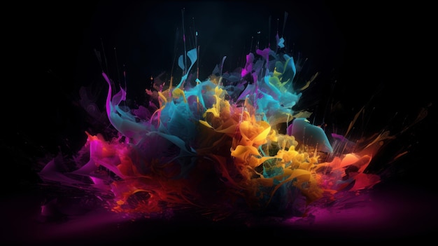 Abstract kleurrijk gradiëntvloeistof groeit in de donkere afbeelding