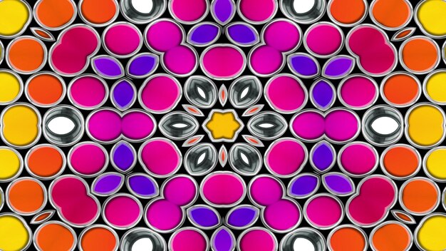 Abstract Kleurrijk Symmetrisch Patroon Decoratieve Decoratieve Caleidoscoop Beweging Geometrische Cirkel en Stervormen