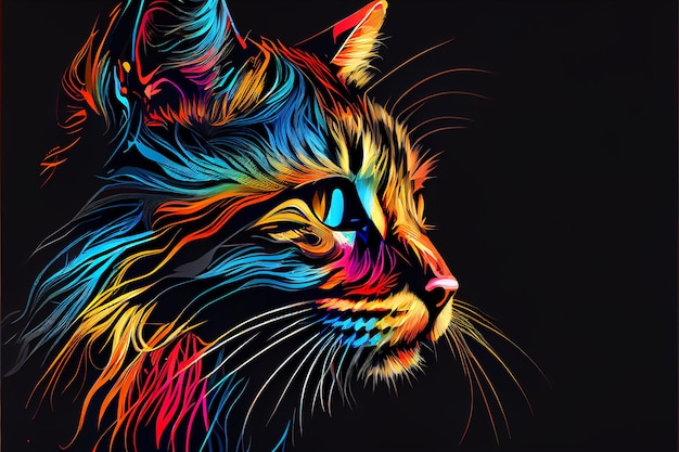 Abstract kleurrijk van het de illustratie grafisch ontwerp van de kattensnuit de kleurenart