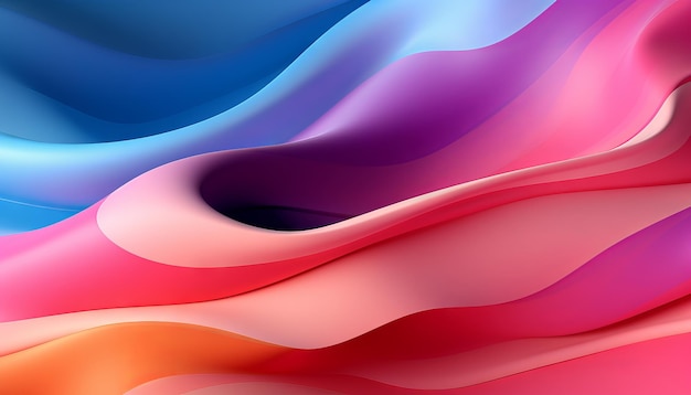Abstract kleurrijke achtergrond van bochtige lintbehang van gevouwen papier Roze geel blauw kleurverloop