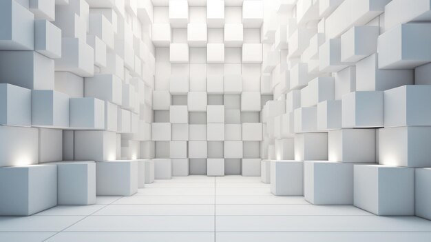 Abstract kubisch lichtpatroon in minimalistische witte ruimte