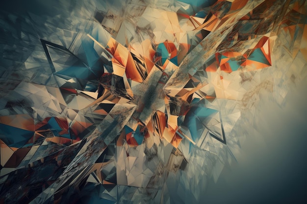 Abstract kunstwerk met fractale patronen en geometrische vormen gemaakt met generatieve AI