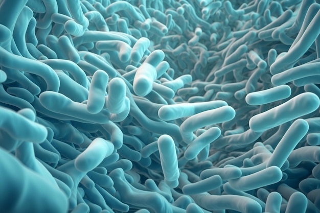 추상 락토바실러스 불가리쿠스 박테리아 3d 미생물학 이미지 의학 연구 의료