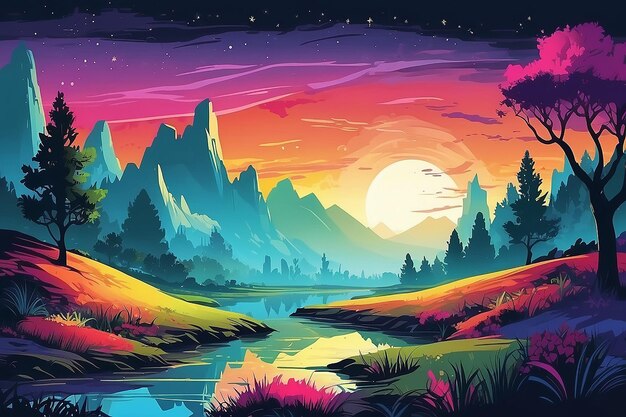 Abstract landscape illustration stock illustration