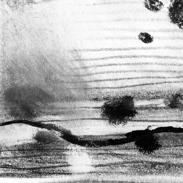 Abstract landscape ink hand drawn illustration Black and white ink winter landscape with river