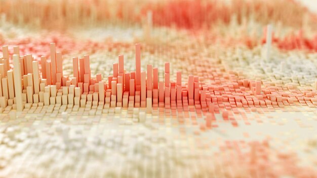 Abstract landscape made of tiny cubes