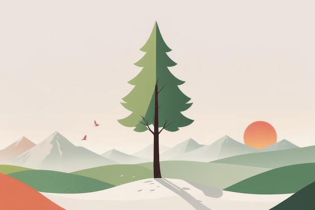 abstract landscape with mountains and trees vector background abstract landscape with mountains and