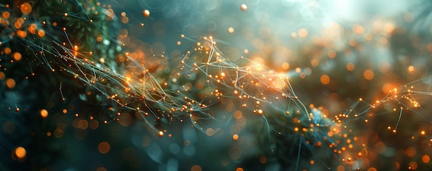 Photo abstract landscapes of interconnected nodes wallpaper