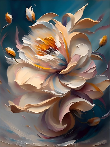 抽象的な大きな美しい花の印象派スタイルの油絵