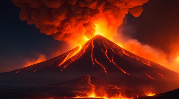 写真 抽象的な溶岩の背景は溶岩で 山は溶岩を流しています