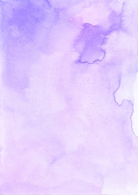 Photo abstract lavender watercolor background texture, hand painted. artistic pastel purple backdrop, stains on paper. aquarelle violet painting wallpaper.