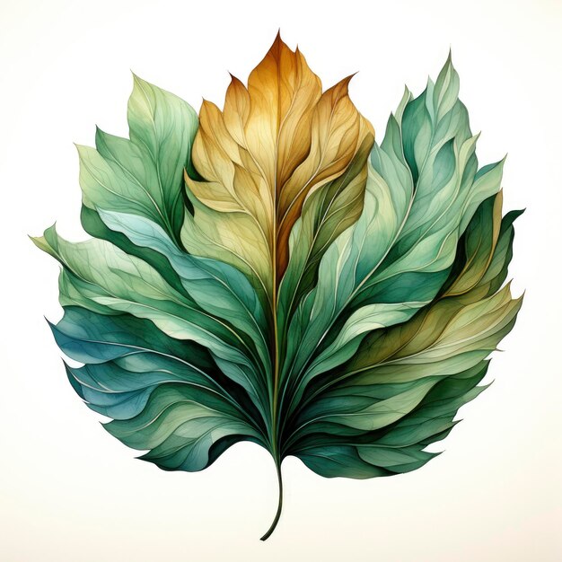 Photo abstract leaf element green brown hd on white background