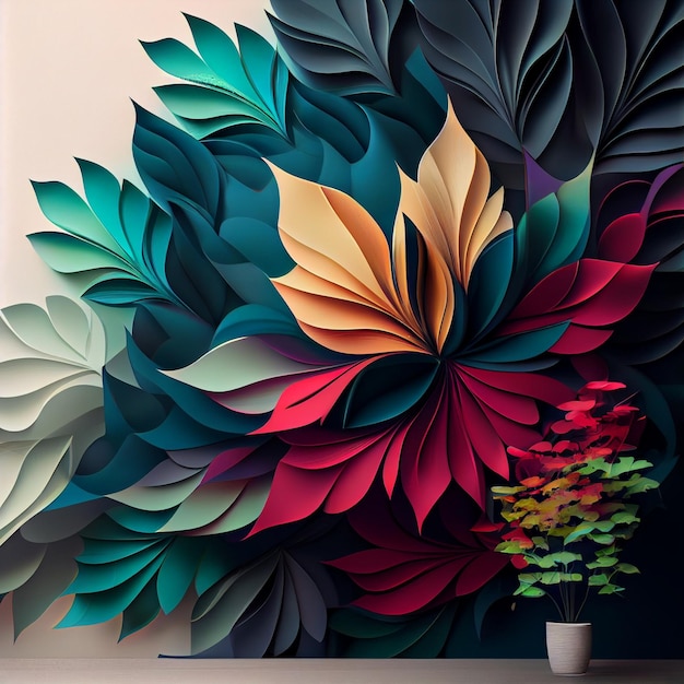 抽象的な葉の柔らかいグラデーションの壁紙
