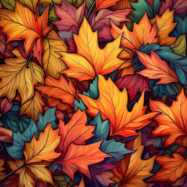 Abstract Leaves Colorful