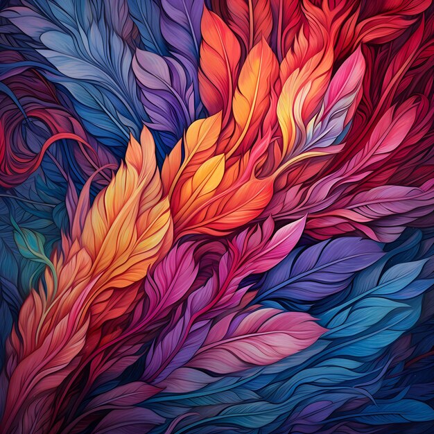 Premium AI Image Abstract Leaves Colorful