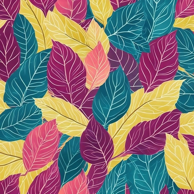 Abstract leaves seamless pattern