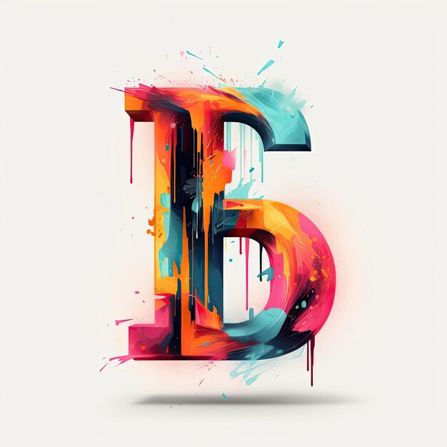 abstract letter in bright colors in the style of beeple