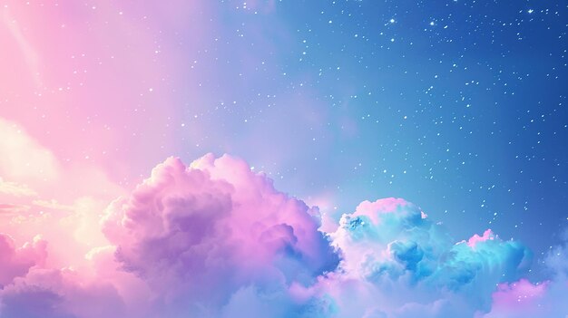 Abstract Leuke illustratie Sterrenlicht en roze blauwe paarse wolken Sterrenstof Blink achtergrond