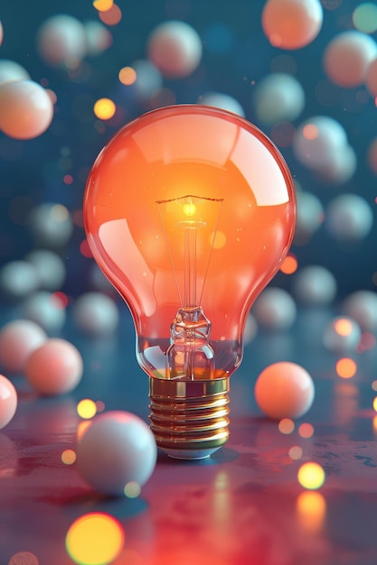 abstract light bulb on 3d bright background vertical idea concept