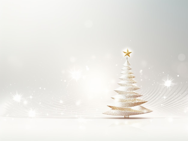 Abstract Light Christmas background with New Year Tree copy space