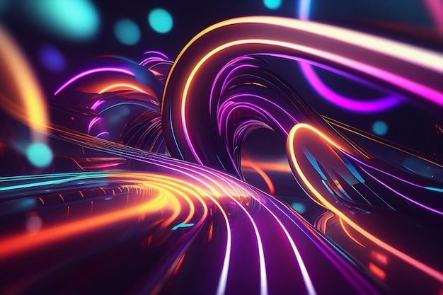 Photo abstract light effect acceleration speed motion on night road ai generated