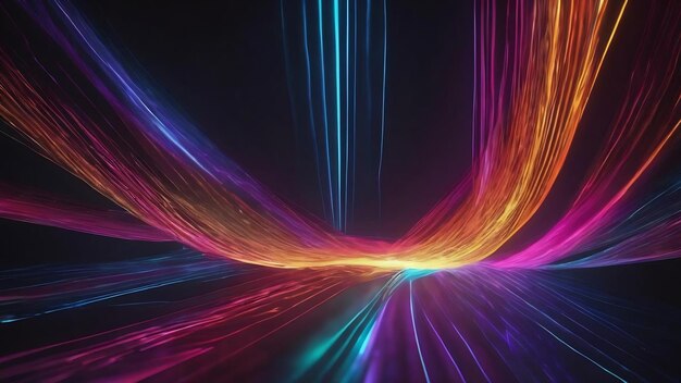 Abstract light lines glowing lines on a dark background 3d illustration