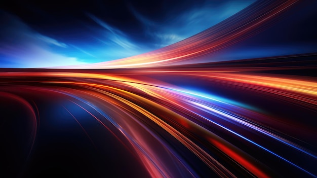 abstract light motion trails illustration line blue blur night bright trail abstract light motion trails ai generated