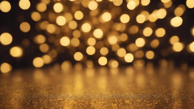 Abstract light wall with golden bokeh defocus