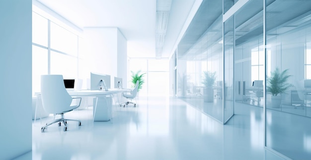 Abstract light white blurred office background without people AI generated image