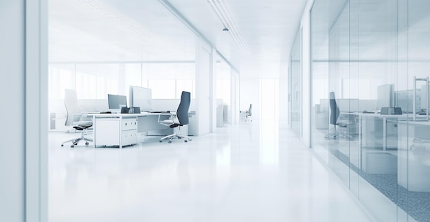 Abstract light white blurred office background without people AI generated image