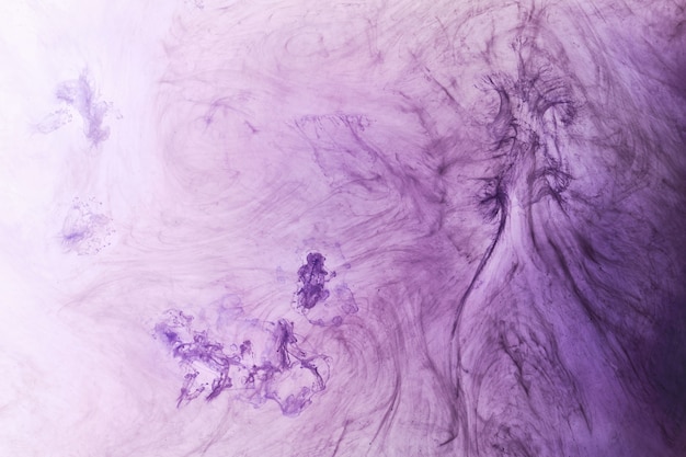 Abstract lilac color background. Swirling vibrant hookah smoke, underwater lavender ocean, dynamic paint in water