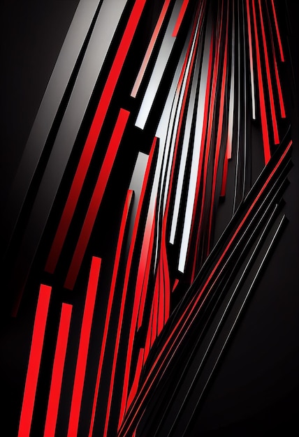 Photo abstract lines in black and red colors ai generated