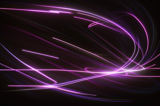 Abstract lines in bright neon colors on black background